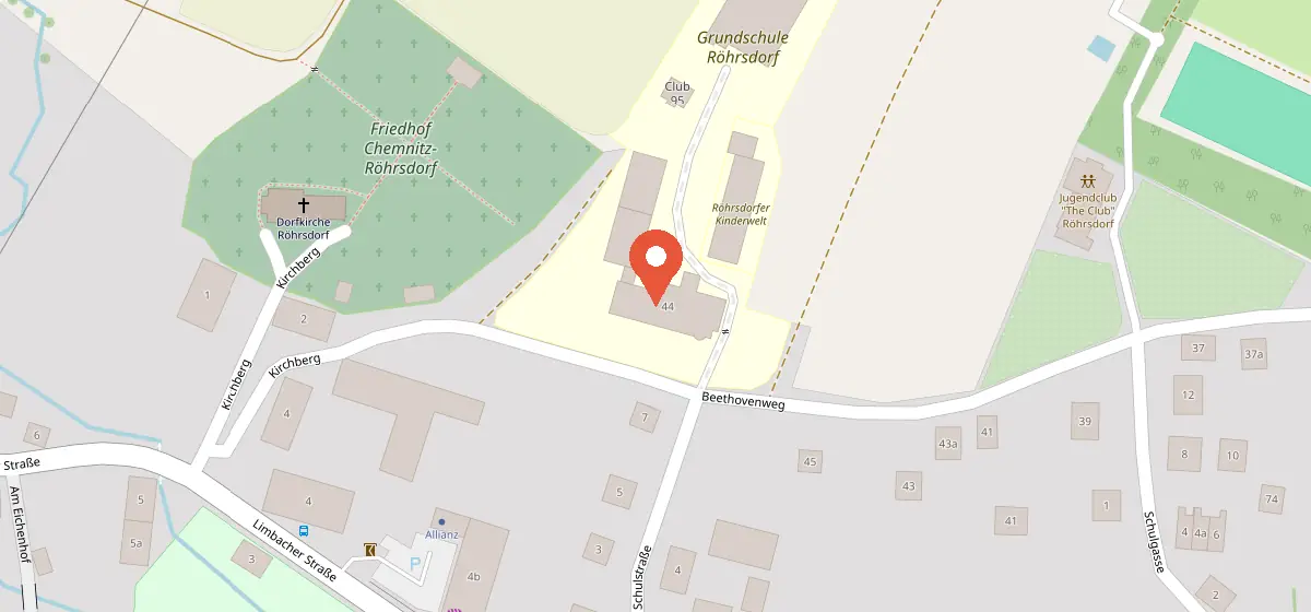 Karte: Turnhalle Grundschule Röhrsdorf, Beethovenweg 44, 09247 Chemnitz